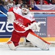 MOSCOW, RUSSIA - MAY 15: Denmark's Sebastian Dahm #32 has the puck sail over his shoulder during preliminary round action against the Czech Republic at the 2016 IIHF Ice Hockey World Championship. (Photo by Andre Ringuette/HHOF-IIHF Images)

